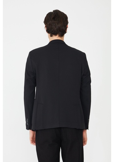 Siyah Slim Fit Klasik Yaka Erkek Spor Blazer Ceket Siyah
