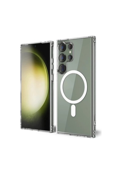 Samsung Uyumlu Galaxy S23 Ultra Uyumlu Kılıf Magneticsafe Şeffaf Silikon - Şeffaf