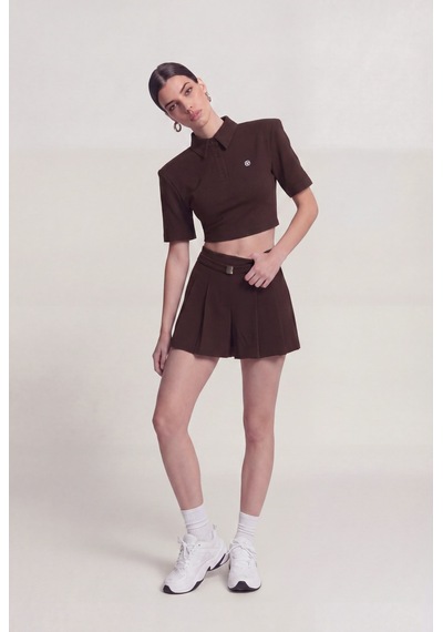 Holly Lolly Vatkalı Polo Yaka Carolyn T-shirt Kahve