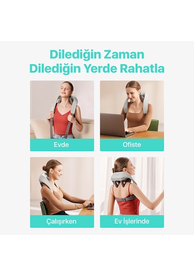 Skg H5 Mini Taşınabilir Omuz Ve Boyun Masaj Aleti, 6d Shiatsu Masaj Terapisi, Termoterapi Gri