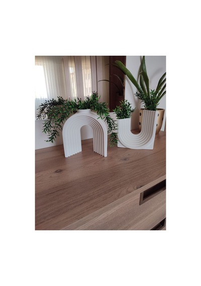 2 Lı Dekoratif U Vazo Büyük Boy 20 Cm Obje - Biblo Diğer