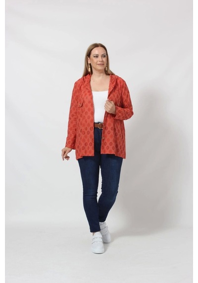 Moda Berray B029t Kapüşonlu Delikli Mevsimlik Ceket Tarçın Karışık Çok Renkli