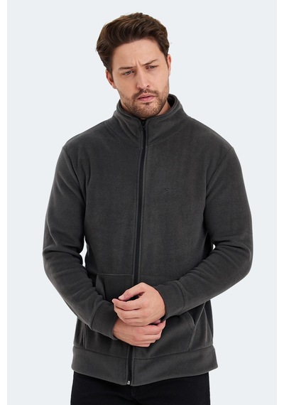 Slazenger Sansa 2 Li Set Erkek Fermuarlı Dik Yaka Cepli Gri - Koyu Gri Polar Gri - Koyu Gri