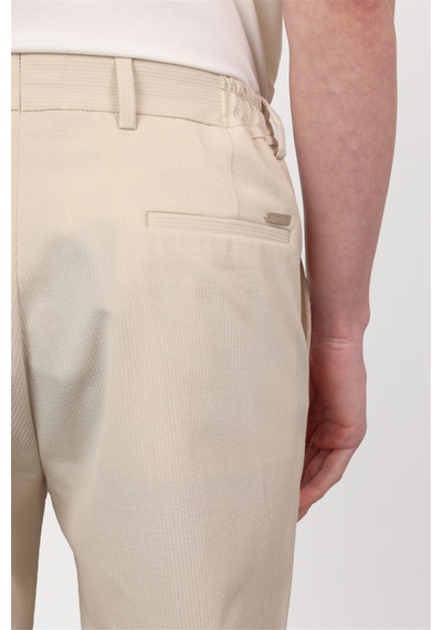 İmza Krem Yan Cep Kendinden Desenli Gofreli Jogger Slim Fit Esnek Pantolon 1003260177