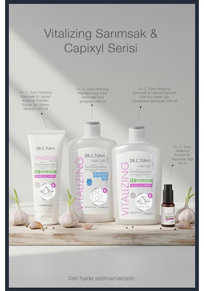 Dr. C. Tuna Vitalizing Sarımsak & Capixyl Koparak Dökülen Saçlar Için Canlandırıcı Şampuan 500 Ml Tüm Saç Tipleri