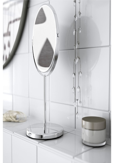 Ikea Paslanmaz Çelik Makyaj Aynası 17 Cm Çift Taraflı Büyüteçli Masa Aynası Gümüş