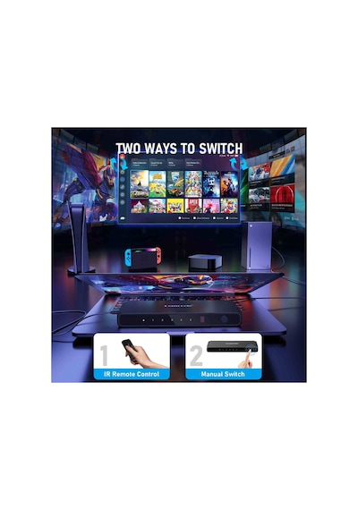 G96, 5 Girişli 1 Çıkışlı Hdmı 4k Görüntü Aktarıcı Uzaktan Kumandalı Otomatik Görüntü Seçici Switch