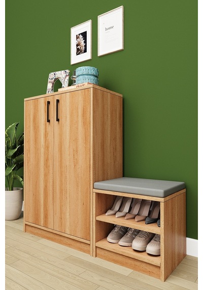 Asra Trend Puflu Ayakkabılık A-25 %100 MDF Minderli Geniş Portmanto Petra Asra Trend Puflu Ayakkabılık A-25 %100 MDF Minderli Geniş Portmanto Petra