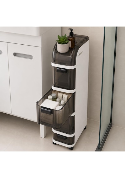 Pro Slim Tekerlekli Organizer Dolap, 4 Çekmeceli Dar Alan Depolama Ünitesi, Banyo, Mutfak Ve Çamaşır Odası İçin Çok Renkli Pro Slim Tekerlekli Organizer Dolap, 4 Çekmeceli Dar Alan Depolama Ünitesi, Banyo, Mutfak Ve Çamaşır Odası İçin Çok Renkli