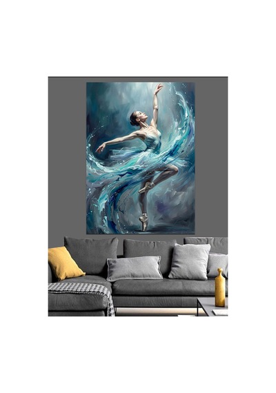 Su İçinde Dans Eden Balerin Yağlı Boya Dokulu Kanvas Tablo Canvas Tablosu