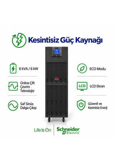 Apc Easy Ups Srv6kı 6000va 6000w 6kva Online Çift Çevrim Saf Sinüs Ups