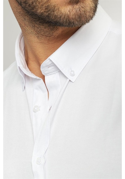 Tudors Slim Fit Dar Kesim Oxford Spor Erkek Gömlek-19310 Beyaz Tudors Slim Fit Dar Kesim Oxford Spor Erkek Gömlek-19310 Beyaz