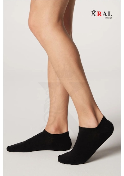 Kral Socks Kadın - Erkek 8 Li - 8 Çift Pamuklu Terletmez Yazlık Görünmez Çorap Seti Siyah