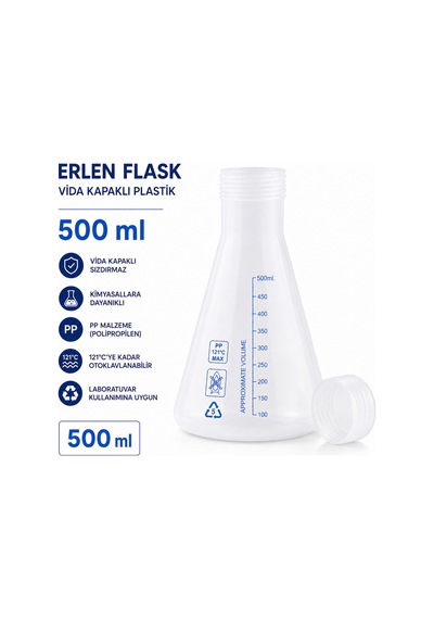 Erlen Flask Vida Kapaklı Plastik 500 Ml - Mavi Skala