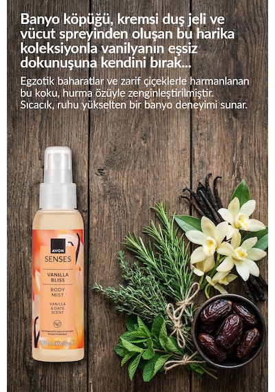 Senses Vanilla Bliss Vanilya Ve Hurma Kokulu Vücut Spreyi 100 Ml.