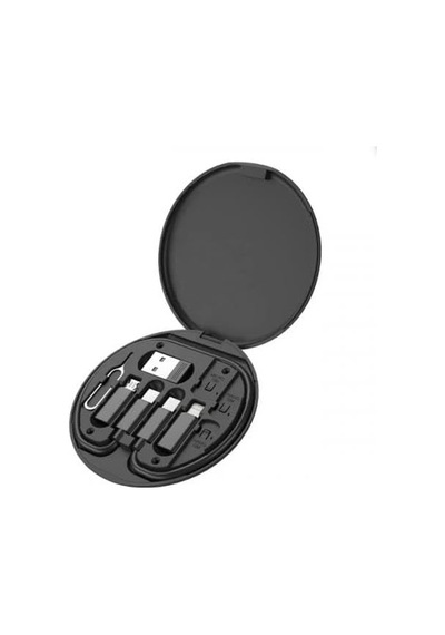 6in1 Super Şarj 60w Şarj Kablo İstasyonu Usb Typc-e Dönüştürücü, Sim Aparatlı Seyahat Seti Siyah