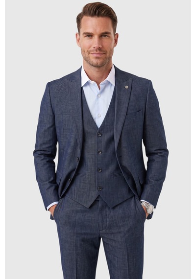 Rizzup Koyu Lacivert 3 Parça Slim Fit Yelekli Erkek Takım Elbise Çift Yırtmaçlı Modern Kesim 2601631 Rizzup Koyu Lacivert 3 Parça Slim Fit Yelekli Erkek Takım Elbise Çift Yırtmaçlı Modern Kesim 2601631