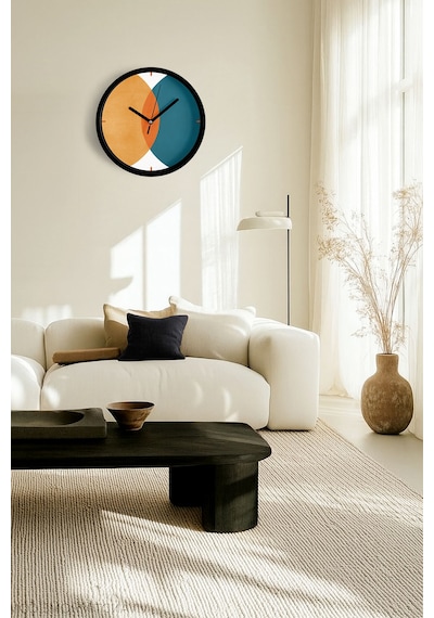 Modern Tasarım Duvar Saati - 25cm - Önü Camlı Siyah Kasa - Sessiz Mekanizma-jh0612 Siyah