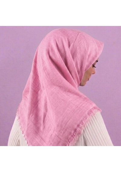Özense Çift Flamlı Pamuklu Terletmeyen 4 Mevsim Kullanılabilir 100x100 Cm Pembe Renkli Eşarp