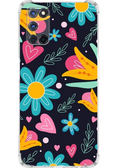 Oppo A52 Uyumlu Retro Color 1 Baskılı Şeffaf Köşe Korumalı Antişok Kılıf