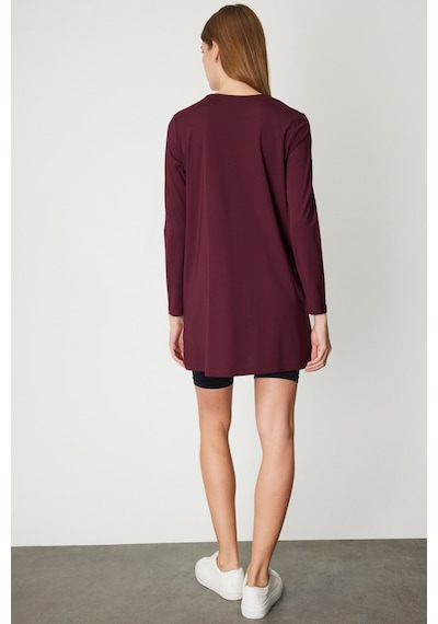 On Kadın Uzun Kollu Basic Tunik 61421 Bordo Bordo