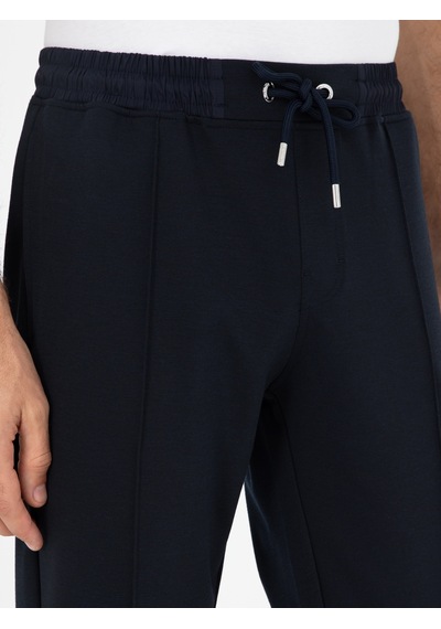 Cacharel Lacivert Slim Fit Paçası Lastikli Nervürlü Eşofman Altı
