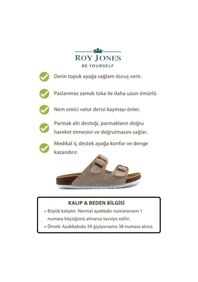 Roy Jones 7001 Bej Erkek Comfort Casual Anatomik Tokalı Terlik Bej