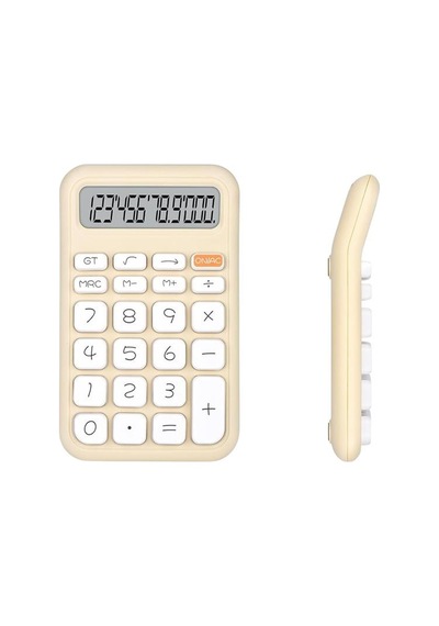 Pm-25408 Krem Renk Beyaz Tuş 12 Haneli Hesap Makinesi Çok Renkli