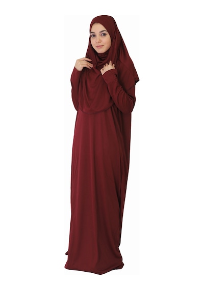 Zehranaz Namaz Elbisesi Bordo Fermuarsız Namaz Elbisesi Bordo