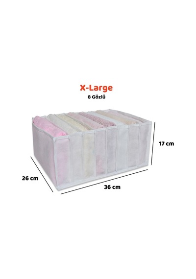 8 Gözlü Dolap Çekmece Içi Akordiyon Katlanır Çamaşır Düzenleyici Organizer X-large Kumaş Beyaz Tr Diğer