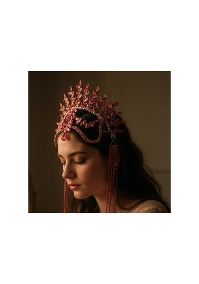 Alınlıklı Taç Büyük Gelin,kına,nişan,söz,after,bride,party Taç Kırmızı - 726455370 Kırmızı