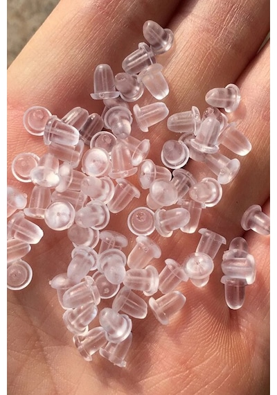 100 Adet 50 Çift Silikon Küpe Arkalığı, Küpe Pistonu, Küpe Arkası 6x5 Mm Çok Renkli