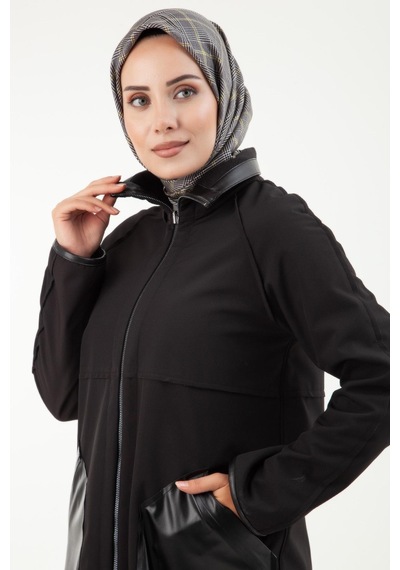 Armine Trend Önden Fermuarlı Cepli Kap-siyah 23kt502-siyah Siyah