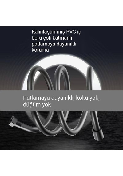 Siyah 150cm Modern Siyah Pvc Duş Hortumu, Esnek Ve Patlamaya Dayanıklı - Paslanmaz Banyo Hortumu-9094693066260 Siyah