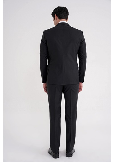 Efor Slim Fit Çift Yırtmaç Dokulu %97 Yün Esnek Siyah Yelekli Klasik Takım Elbise Tk 936 Siyah Efor Slim Fit Çift Yırtmaç Dokulu %97 Yün Esnek Siyah Yelekli Klasik Takım Elbise Tk 936 Siyah