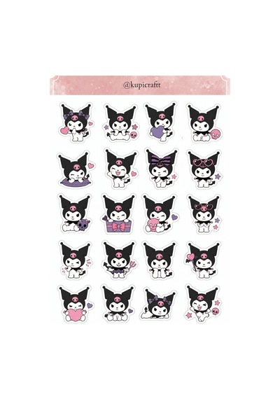 6 Sayfa Kuromi Sticker Seti Kuromi Temalı Ajanda Scrapbook Journal Etiket 0