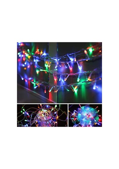 10 Metre Fişli Led Işık - 100 Led Rgb Renkli Yılbaşı Dekorasyon Lambası 10c