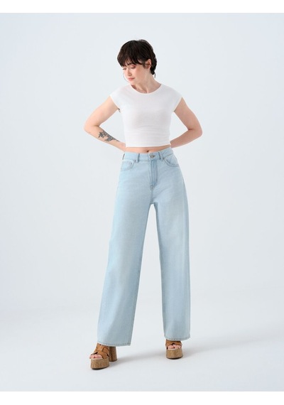 Wide Leg Regular Fit Kadın Pantolon Denim
