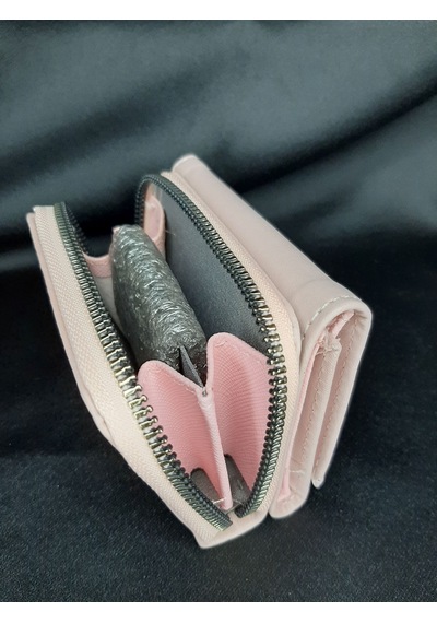 Mryart Pudra Pembe Kadın Cüzdanı - Fermuarlı Ve Düğmeli Kartlık Model