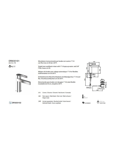 İtalyan Webert -do Re Mi Lavabo Bataryası Krom Sifon Kumandalı Dr830101015