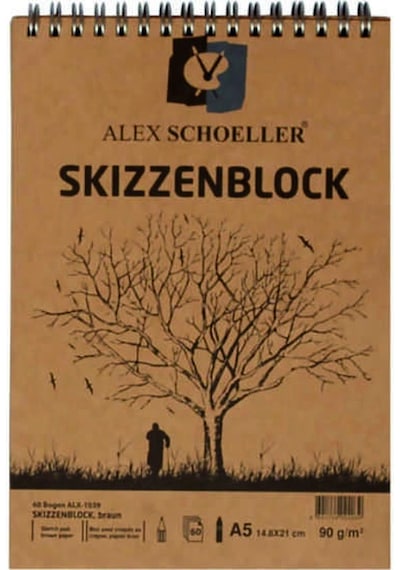 Alex Schoeller Kraft Üstten Spiralli Eskiz Blok 90 G A5 60 Yaprak