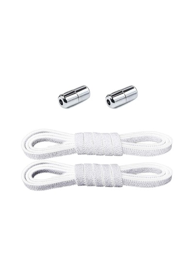 Ayarlanabilir 1 Çift Gümüş Simli Vidalı Kapsül Uçlu 6 Mm Lastik Pratik Bağcık Gümüş