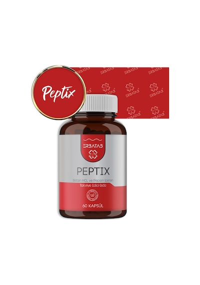 Erbatab Betain Hcl Pepsin Takviye Edici Gıda Peptix 60 Kapsül