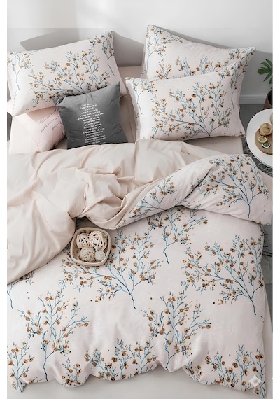 İqon Lastikli Çarşaflı Nevresim Takımı Tek Kişilik Blossom Bej Blossom Bej
