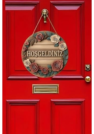 Hoş Geldiniz Çiçekli Mdf Kapı Süsü Askılı Silinebilir Dekoratif 33 Cm Ks013,beyaz 20 X Çok Renkli