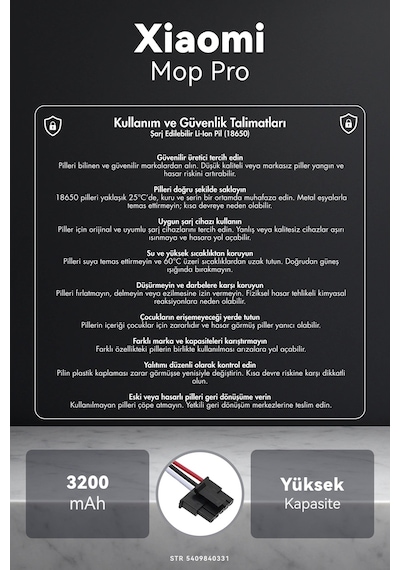 Xiaomi Mi Vacuum Mop Pro 3200mah Robot Süpürge Bataryası K.k
