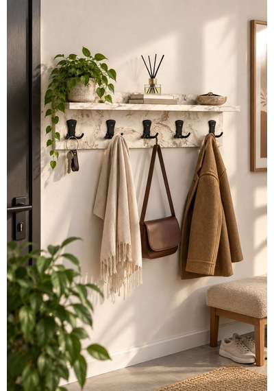 Sulorahome Duvar Askılığı 80 Cm Beyaz Mermer