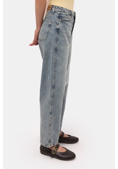 Itsbasic Kadın Kot Renk 4s6-32 Relax Fit Esnek Kumaş Denim Jean Mavi