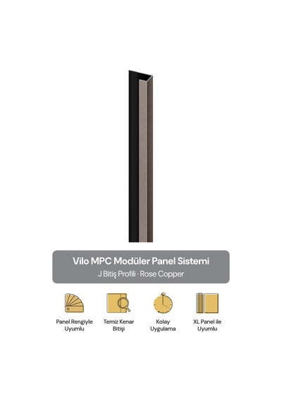 Vilo Mpc J Bitiş Profili Rose Copper 300cm Xl Duvar Paneli Kenar Ve Dış Köşe Bitişi