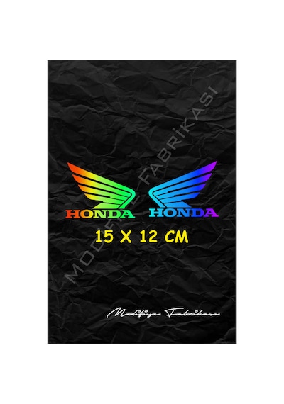 Honda Kanat Sticker Folyo - Hologram - 15 X 12 Cm 2'li Set